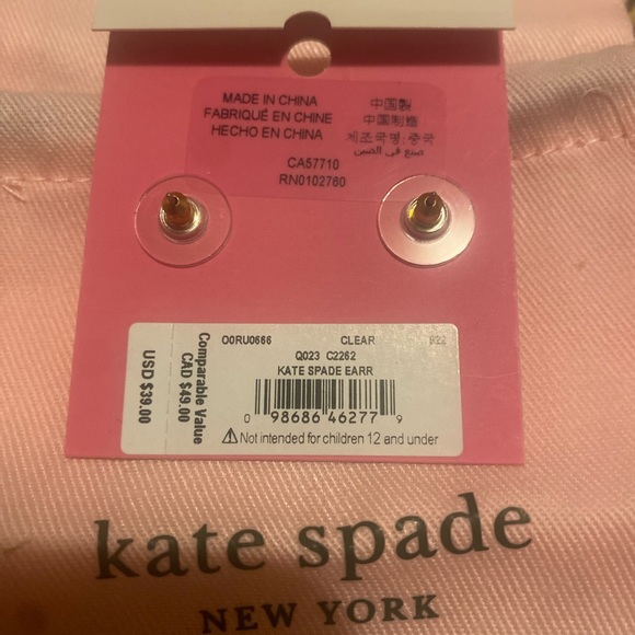 ♠️NWT Kate Spade Diamond Stud Earrings ♠️ - Picture 4 of 5